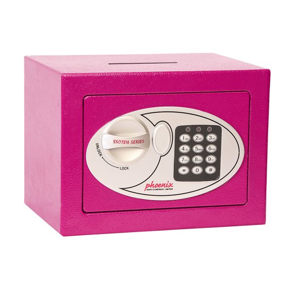 Phoenix Compact Home Office Security Cash Safe with Electronic Lock & Deposit Slot - Pink