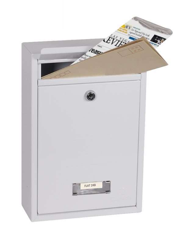 Buy Online Ireland: Phoenix Letra Front Loading Letter Box MB0116KB in Black or White with Key Lock
