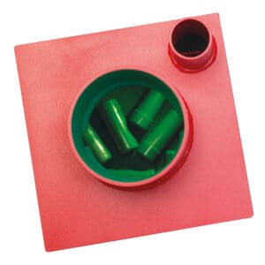 Red Phoenix Charon (12inch Round Door) UF0912K Underfloor Safe Open Showing Green Deposit Cartridges inside